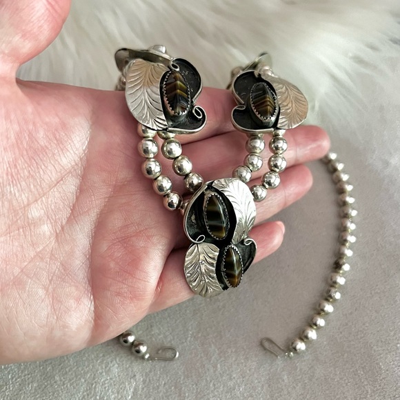 Artisan Handmade Large tigers eye necklace Made in Mexico - Picture 3 of 9